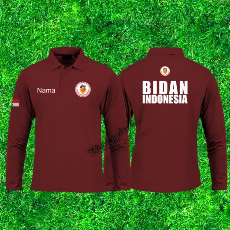 custom kaos polo shirt sablon ( bidan Indonesia) lengan panjang