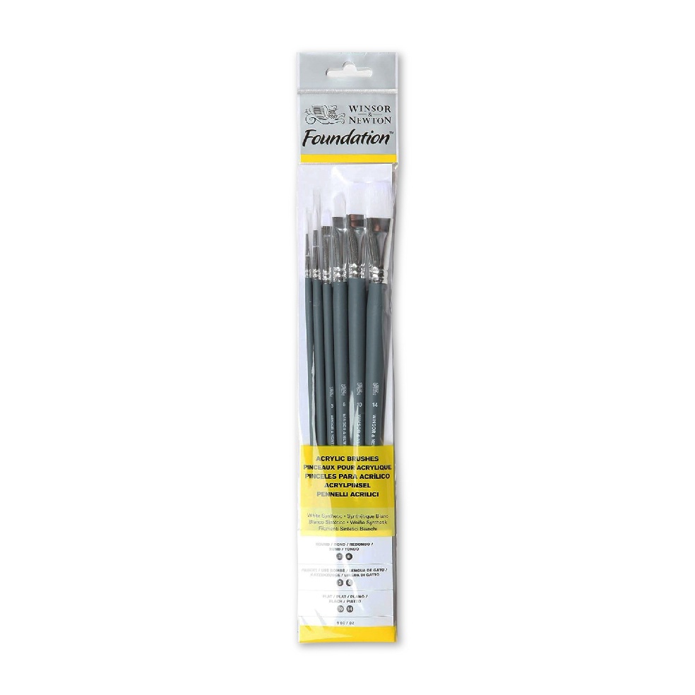 

KODE P42I Winsor Newton Foundation Acrylic Brush Set White Synthetic