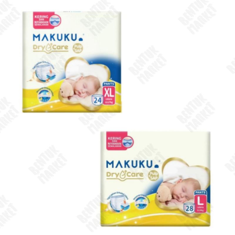 MAKUKU Dry Care Popok Celana Bayi L28pcs XL24pcs / Popok Bayi / Popok Celana