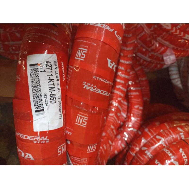 BAN LUAR MOTOR BEBEK BELAKANG RING 17 80/90-17 KTM FEDERAL AHM NON TUBELES  ALL MOTOR BEBEK