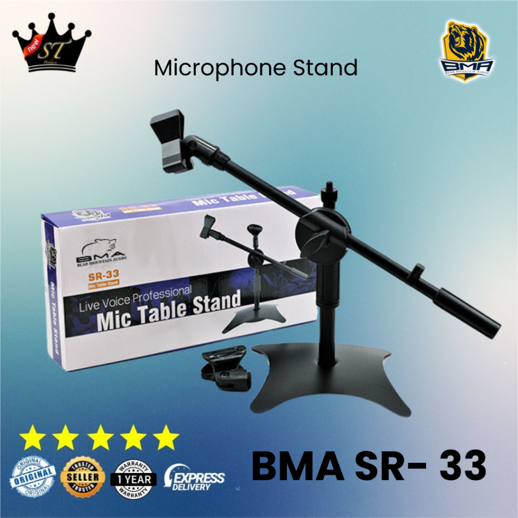 BMA SR-33 SR33 SR 33 Stand Mic Microphone Pendek Boom Meja Podium Desk