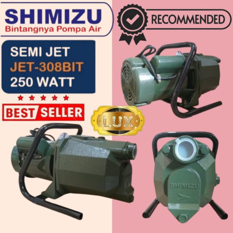 Set Rangka + Mesin Pompa air semi jet pump 308 bit SHIMIZU 300 Watt sumur dangkal 308bit pendorong N