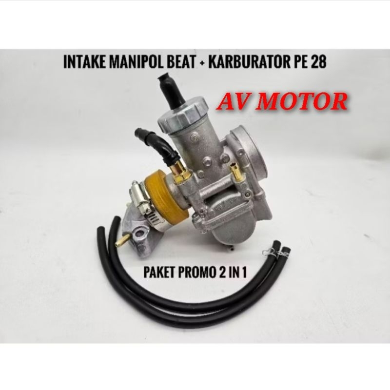 Intake Manipol Manifold Beat Karbu Plus Karburator Keihin PE 28 Sepaket