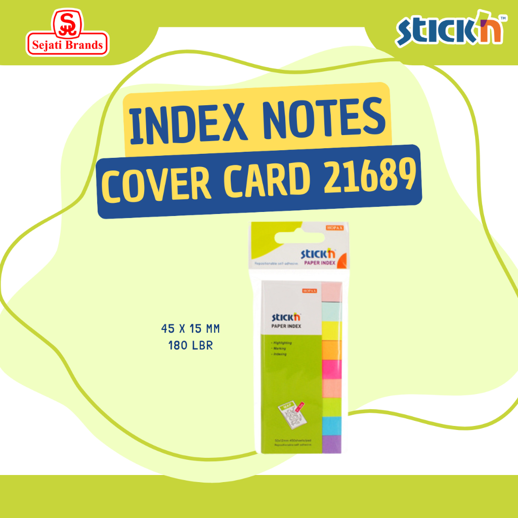 

Stick'n Paper Index 21689 Neon (50x20mm) STICKY NOTES