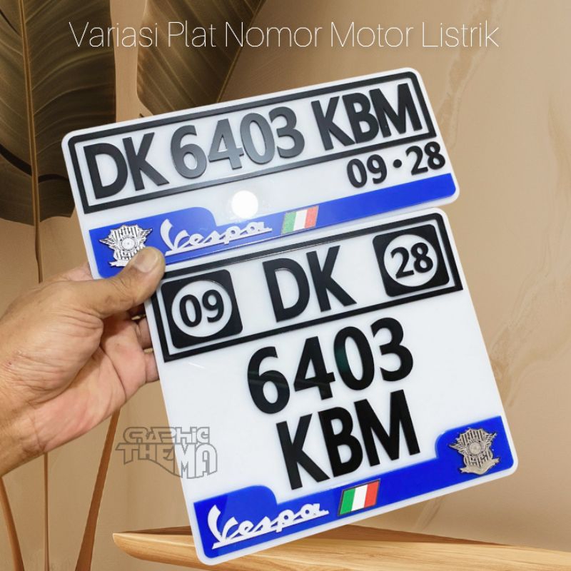 VARIASI PLAT NOMOR MOTOR LISTRIK PLAT MODEL KOTAK VESPA
