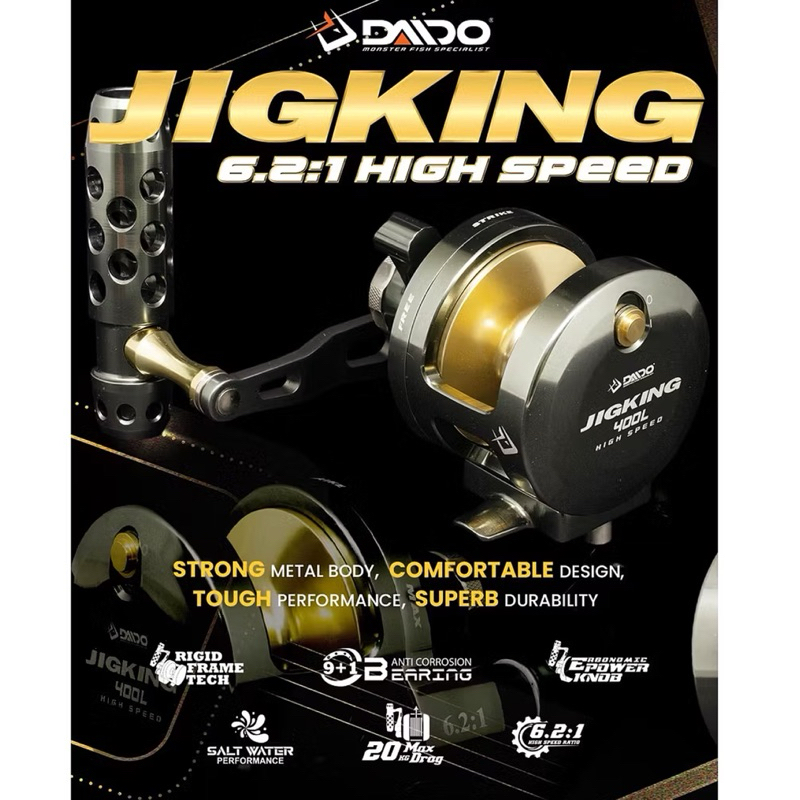 REEL OH - REEL DAIDO JIGKING OVERHEAD HIGHSPEED METAL BODY 200L 300L 400L