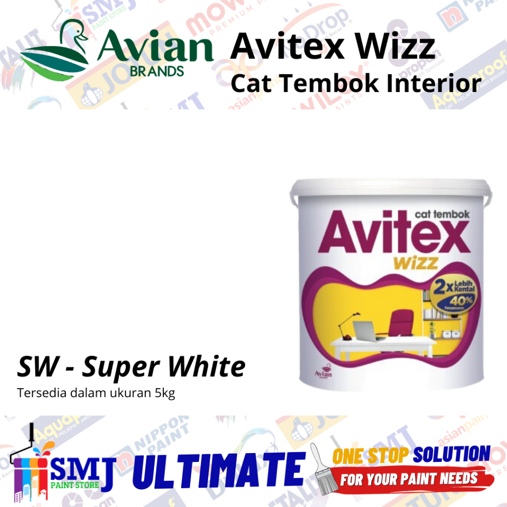 Cat Tembok Interior Super White Putih Avitex Wizz Avian - 25kg