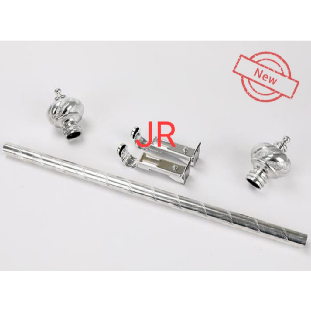 Full Set Batang Gorden / Besi Gorden / Tiang Gorden Jendela Pintu 50,100,150,200cm SILVER