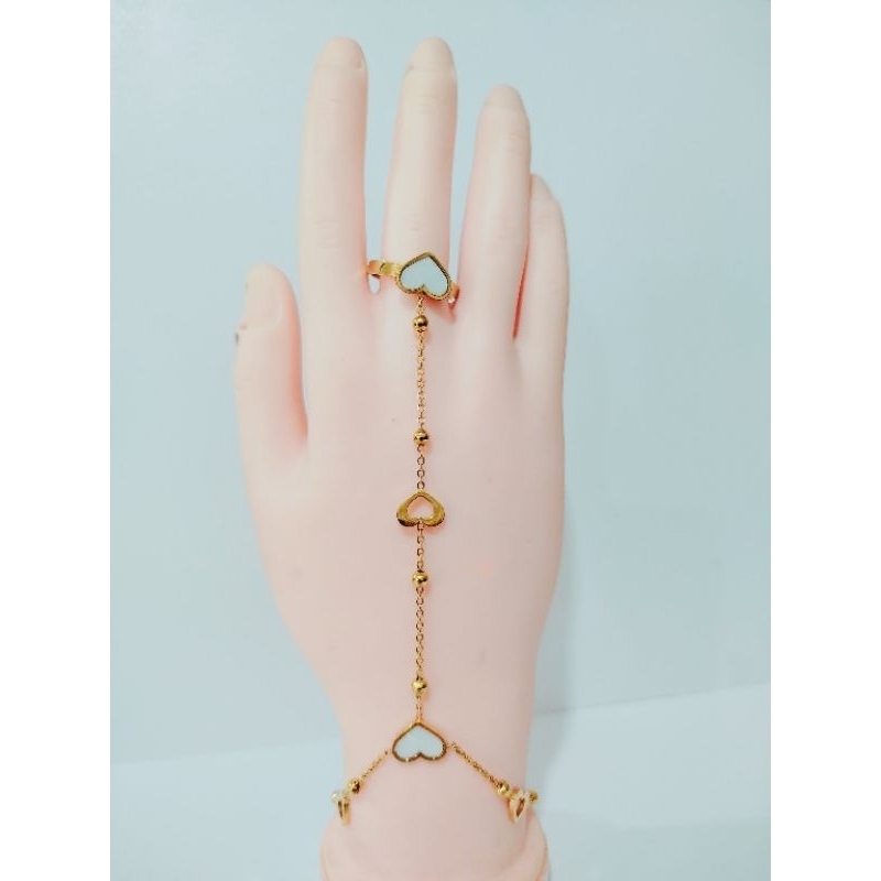 gelang tangan rantai sambung cincin titanium love