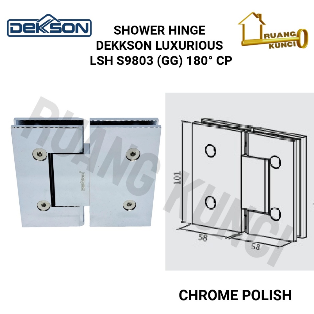 Shower HINGE Dekkson LUXURIOUS LSH S9803 GG 180° Engsel Pintu Kaca Dekkson
