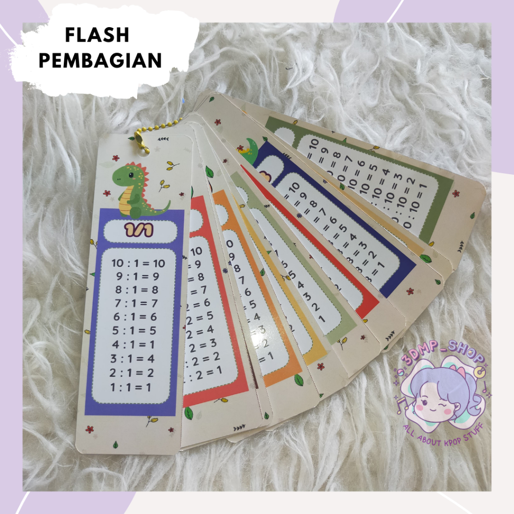 

Kartu Tabel Pembagian Flash Card 1-10 Custom Nama Alat Bantu Belajar Matematika