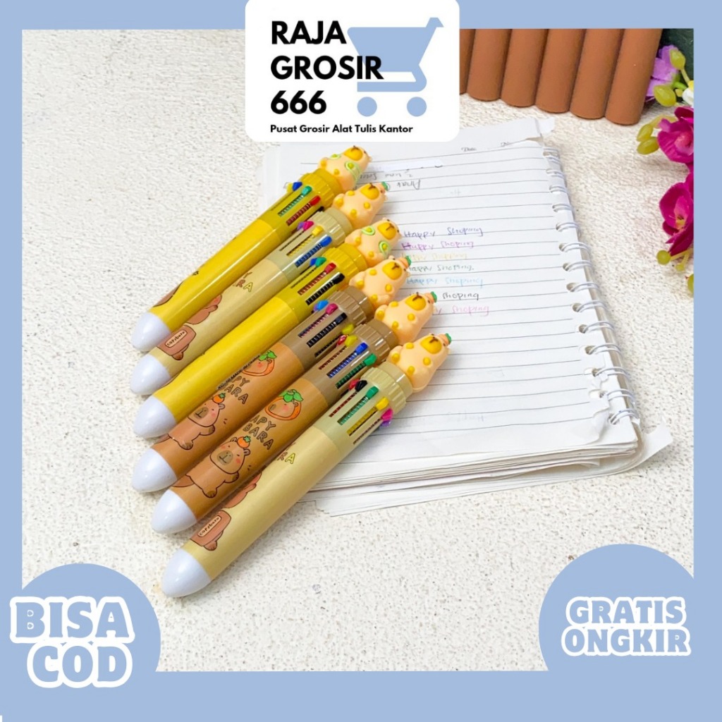 

PULPEN CETEK 10 WARNA CAPYBARA PC-1570 PEN BOLPEN PENA LUCU IMUT KADO UNIK