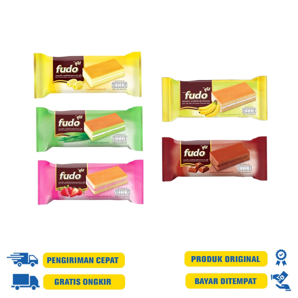 

Fudo layer cream cake / kue bolu lapis krim 14 G.R - Banana |Buttercream| Strawberi|Pandan| Coklat