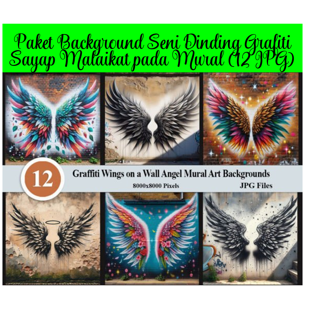 Paket Background Seni Dinding Grafiti Sayap Malaikat (12 JPG)