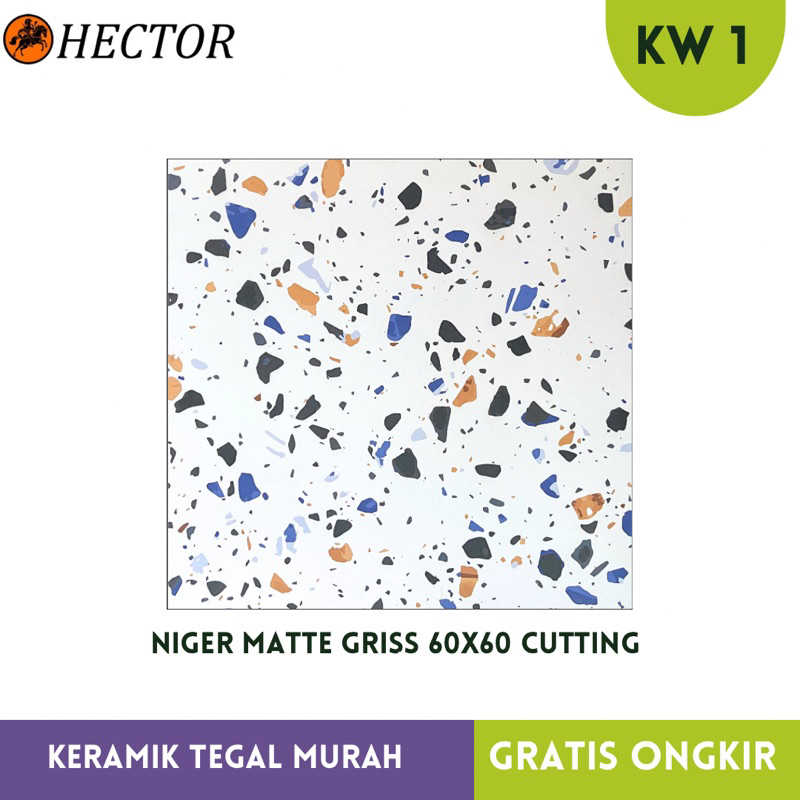 TERBARU 60x60 Keramik Cutting motif teraso Matt Niger Griss Hector kw1