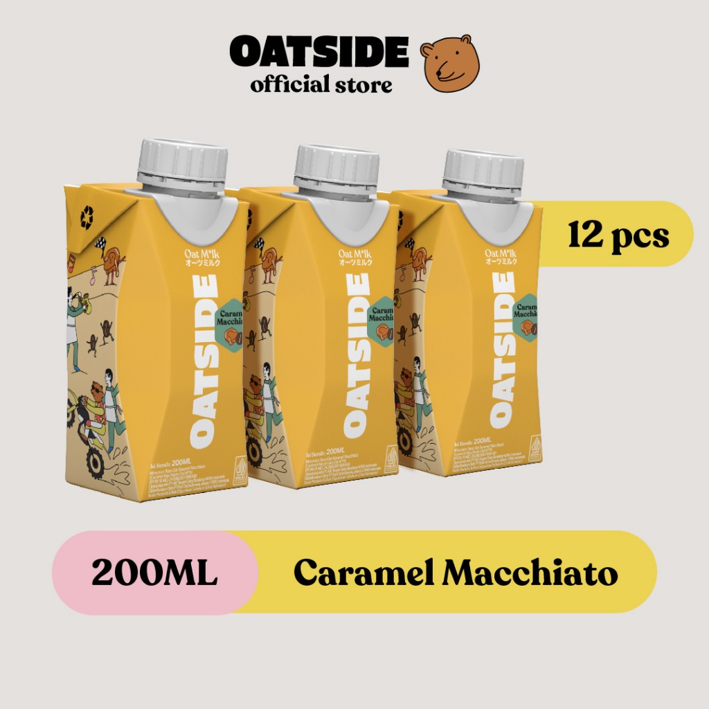 

OATSIDE Mini Cap Oat Milk Caramel Macchiato 200ml (12 pcs) (Kemasan Tutup Botol)| Susu Oat Rasa Karamel Macchiato