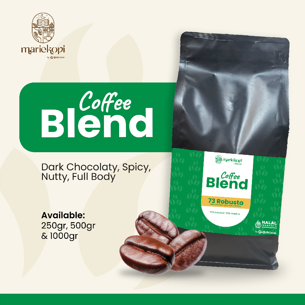 

BIJI KOPI BUBUK BLEND ARABIKA ROBUSTA 1KG