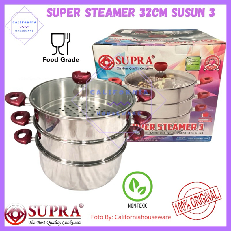 Panci Steamer Supra 32cm Susun 3/Panci Kukusan Supra 32cm Susun 3/Supra Super Steamer 32cm S3