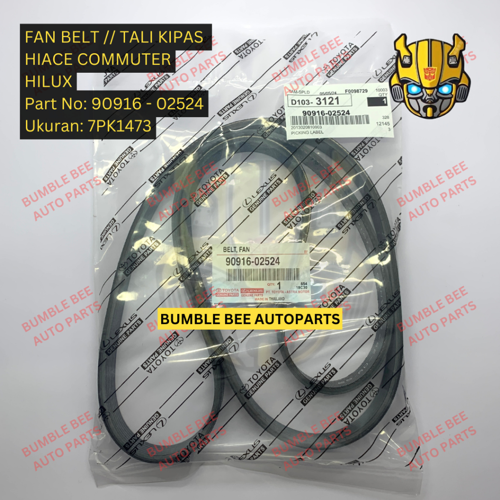 VAN BELT FAN BELT - 7PK1473 - HILUX / HIACE 2013+ - 90916-02524 - V BELT - TALI KIPAS - 7PK 1473