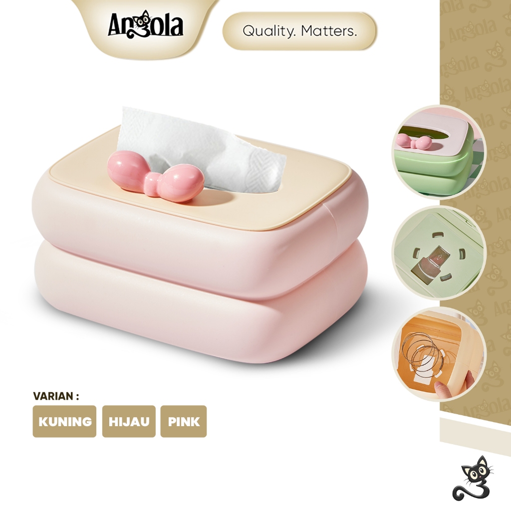 ANGOLA Kotak Tisu Kue/Coquette Style D69 Tissue Box/ Kotak Tisu Warna Pastel