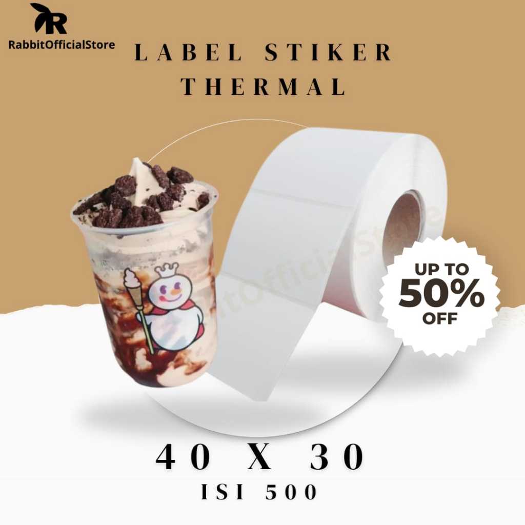 

Label Sticker Mixue Thermal 40x30 1 Line isi 500 Stiker Barcode 40x30 Core 1 Inch