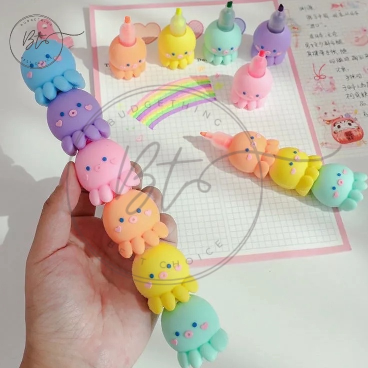 

KF7 B111 Hhlhter 3D Octopus Tumpuk 1 Set Stabilo Spidol Pastel Marker Textlhter Textr Gurita ubur ubur