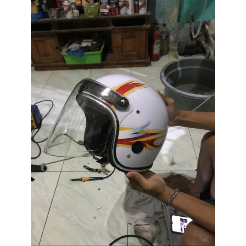 helm Yamaha flame costum