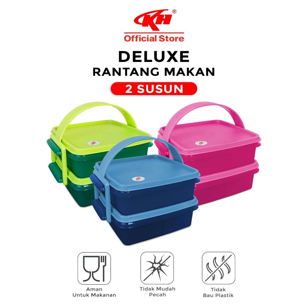 KH Rantang Deluxe 2 Susun Plastik Lunch Box Food Safe