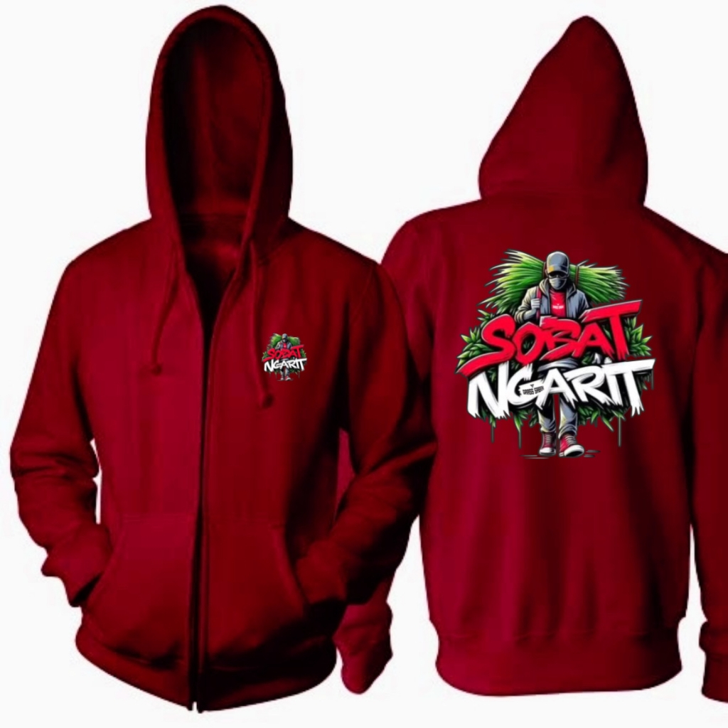 Hoodie Resleting Sobat Ngarit | Sweater Jacket Regular | Hoodie Ziper Pria Wanita Terbaru