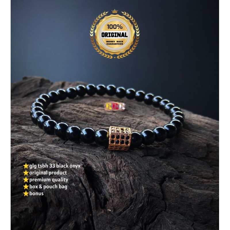 Gelang tasbih 33 batu black onyx
