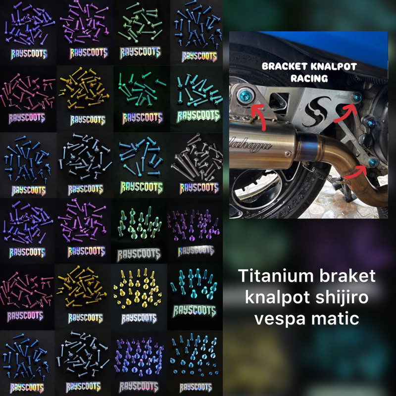 Baut Titanium Bracket Knalpot Racing Shijiro Vespa Matic Sprint Primavera LX S