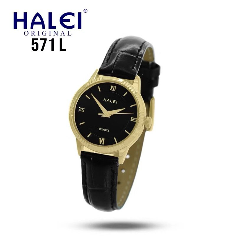 Halei 571L Jam Tangan Wanita Halei Original Fashion Anti Air Kulit Croco Analog Kekinian Jam Cewek O