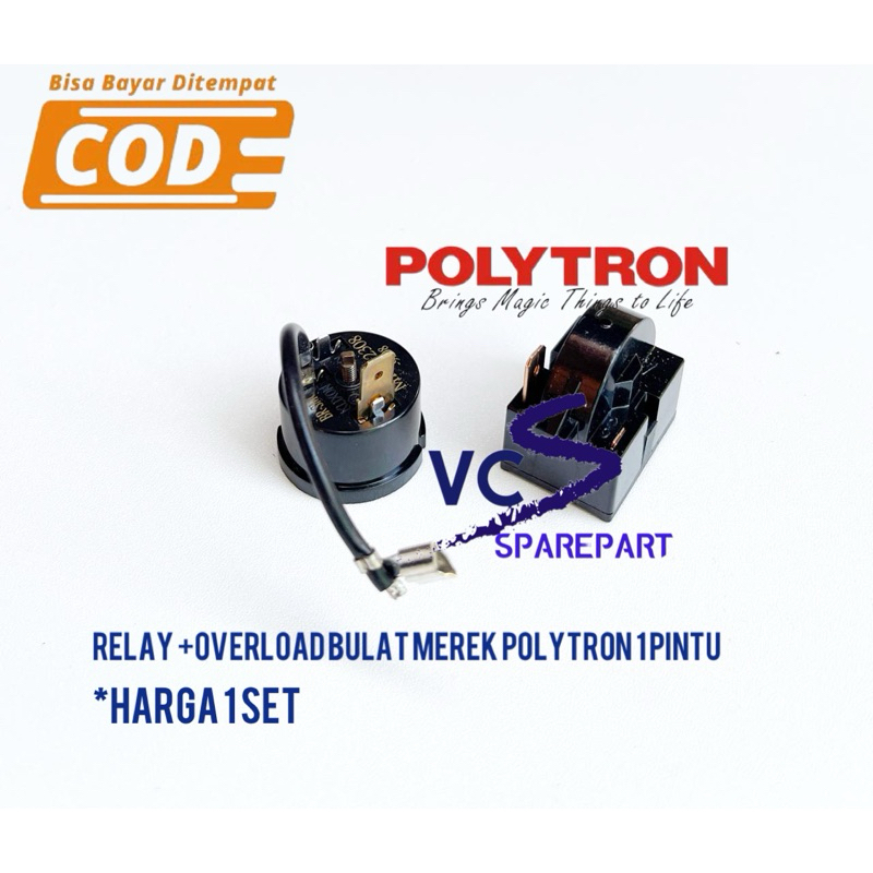 Relay Ptc + Overload Bulat kulkas polytron 1 Pintu / Overluad kulkas polytron