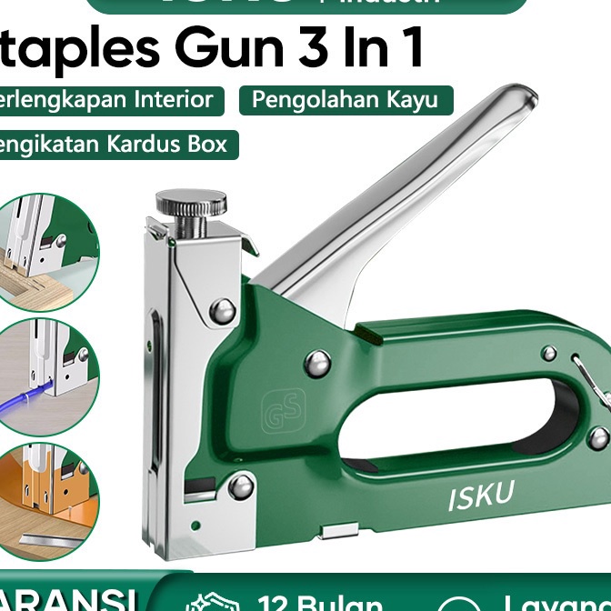 

KF7 Isku Stapler 3in1 Staples Tembak Staples Perekat Untuk Kayu Plester Kes Powerfull Tacker Stapler