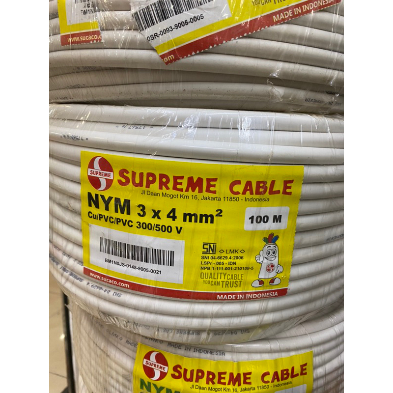 Kabel NYM 3x4 MM SUPREME CABLE Kawat 100 Meter / 4 besar