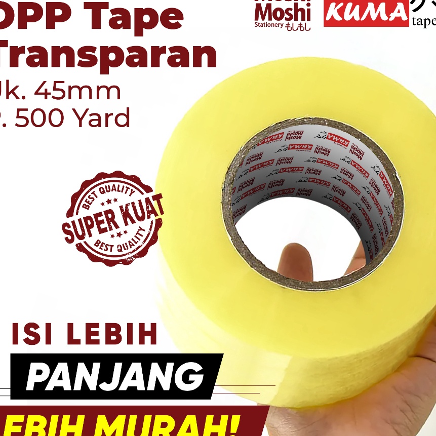 

HJ6 Lakban Moshi Kuma 2 inch Yard Bening Transparan Tape Perekat Kuat