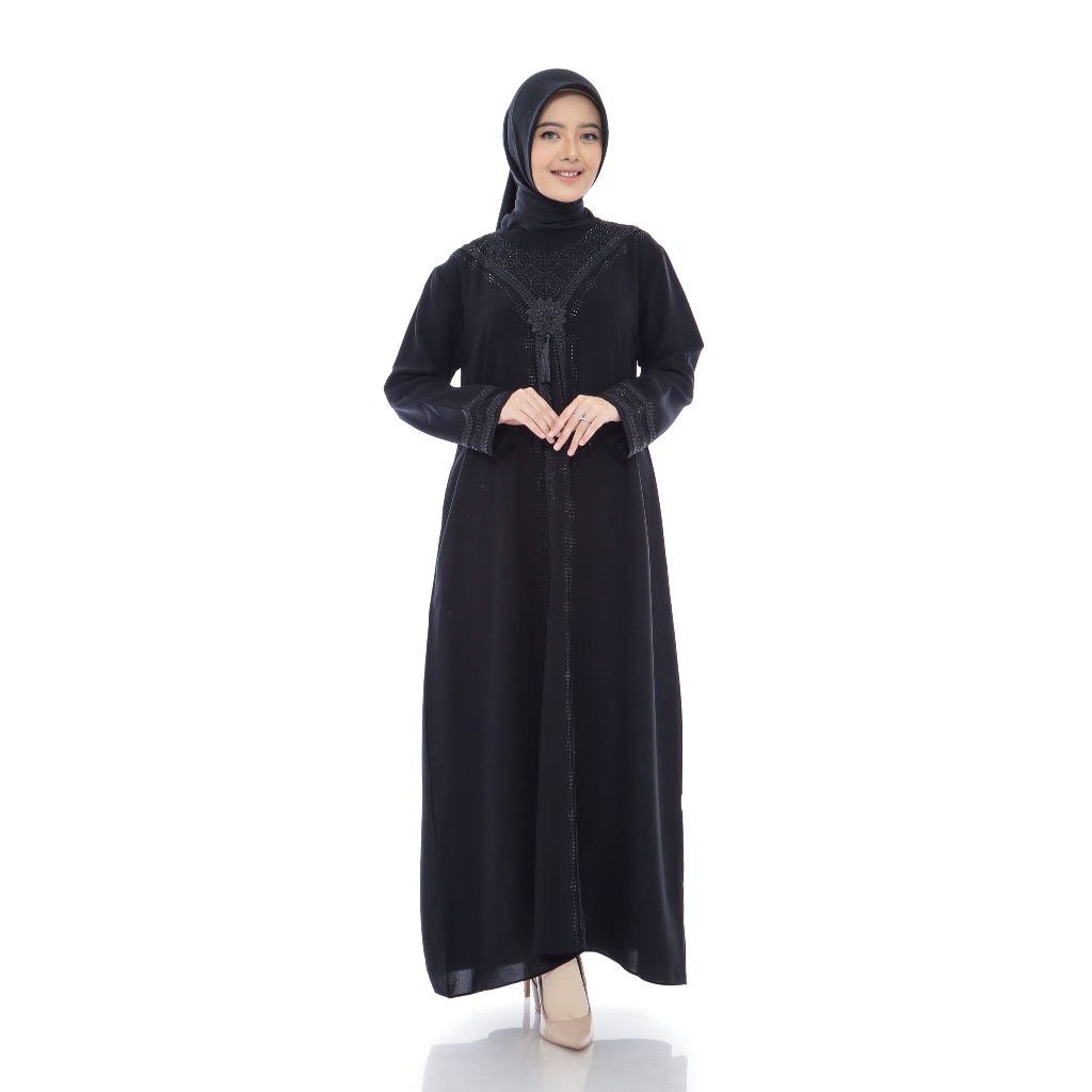 006 Dress Abaya Turkey Hitam Gamis Turki Muslim Variasi Bordir Payet Mewah