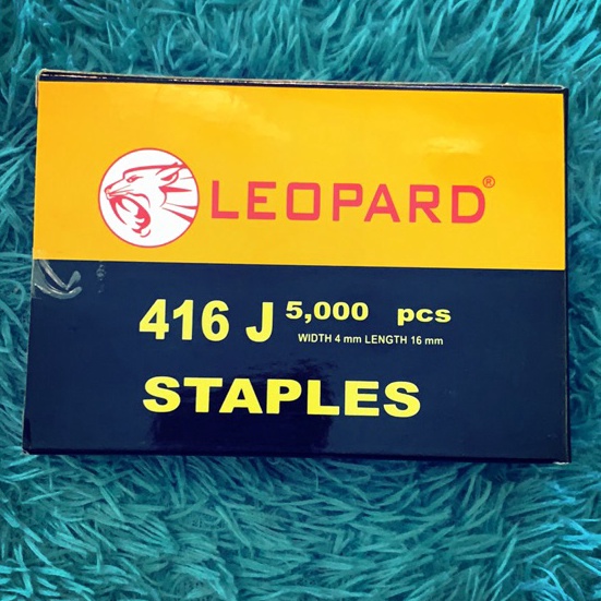 

HJ6 Staples 416J leopard isi staples mesin paku tembak model U refill staples 4mm x 16mm isi pcs