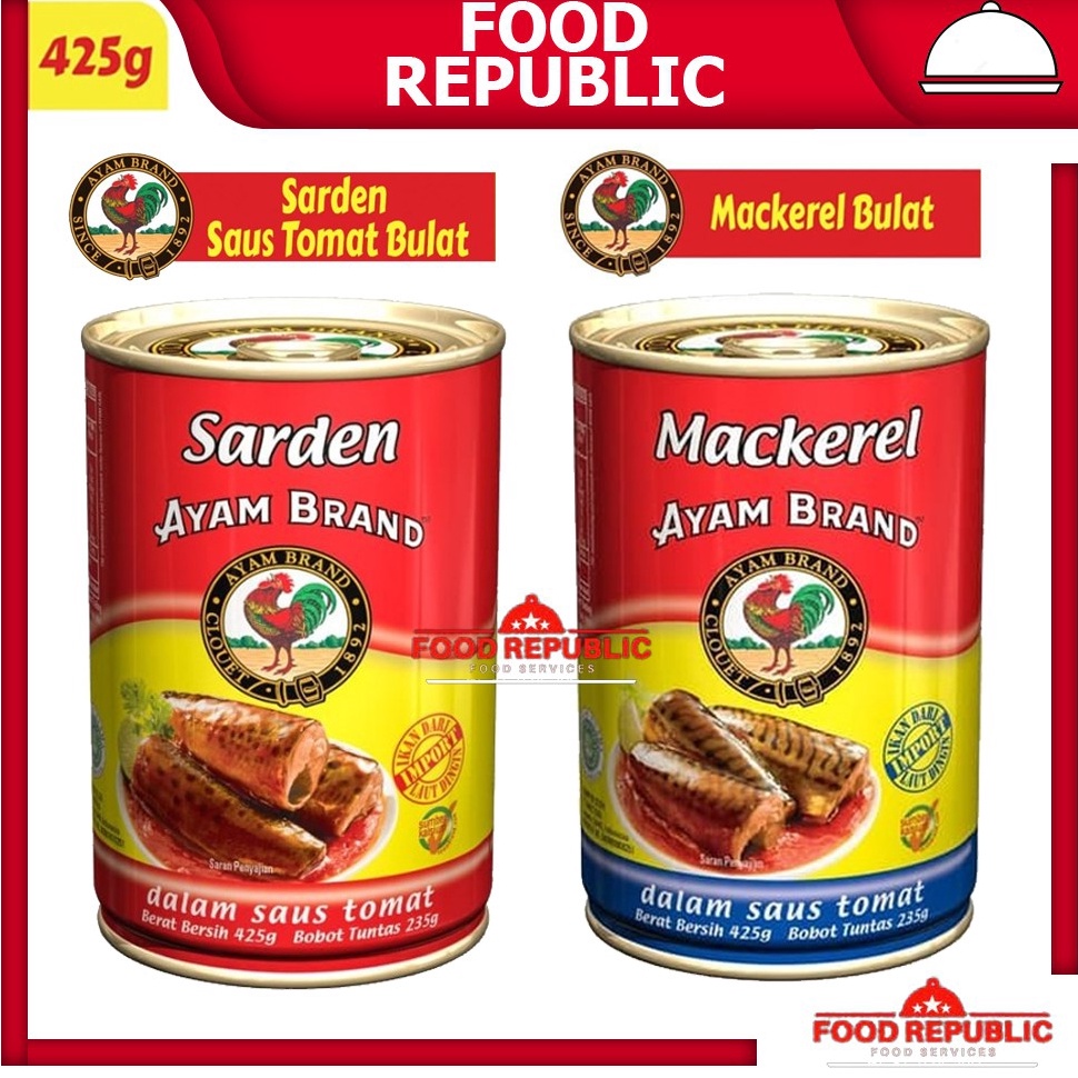 

New Collection AYAM BRAND 425 GR IKAN SARDINES MACKEREL KALENG SARDEN FISH TOMAT