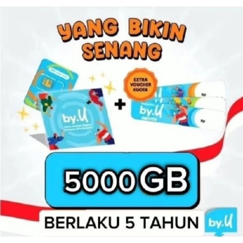 (COD ) KARTU BY.U FULL UNLIMITED TANPA BATAS KUOTA BONUS 5000GB SELURUH WILAYAH INDONESIA