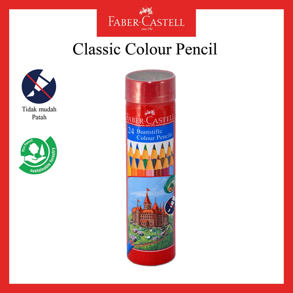

KODE G33O Pensil Warna Faber Castell Round Tin 24 Warna Classic Colour Pencil Ukuran Panjang