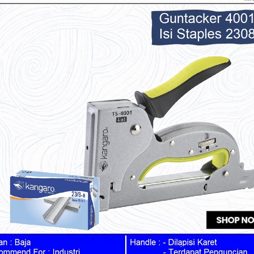 

KI3 Stapler Tembak 4 in 1 Staples Tembak Multifungsi Guntacker TS 41 Kangaro Stapler Sofa Gun Tacker