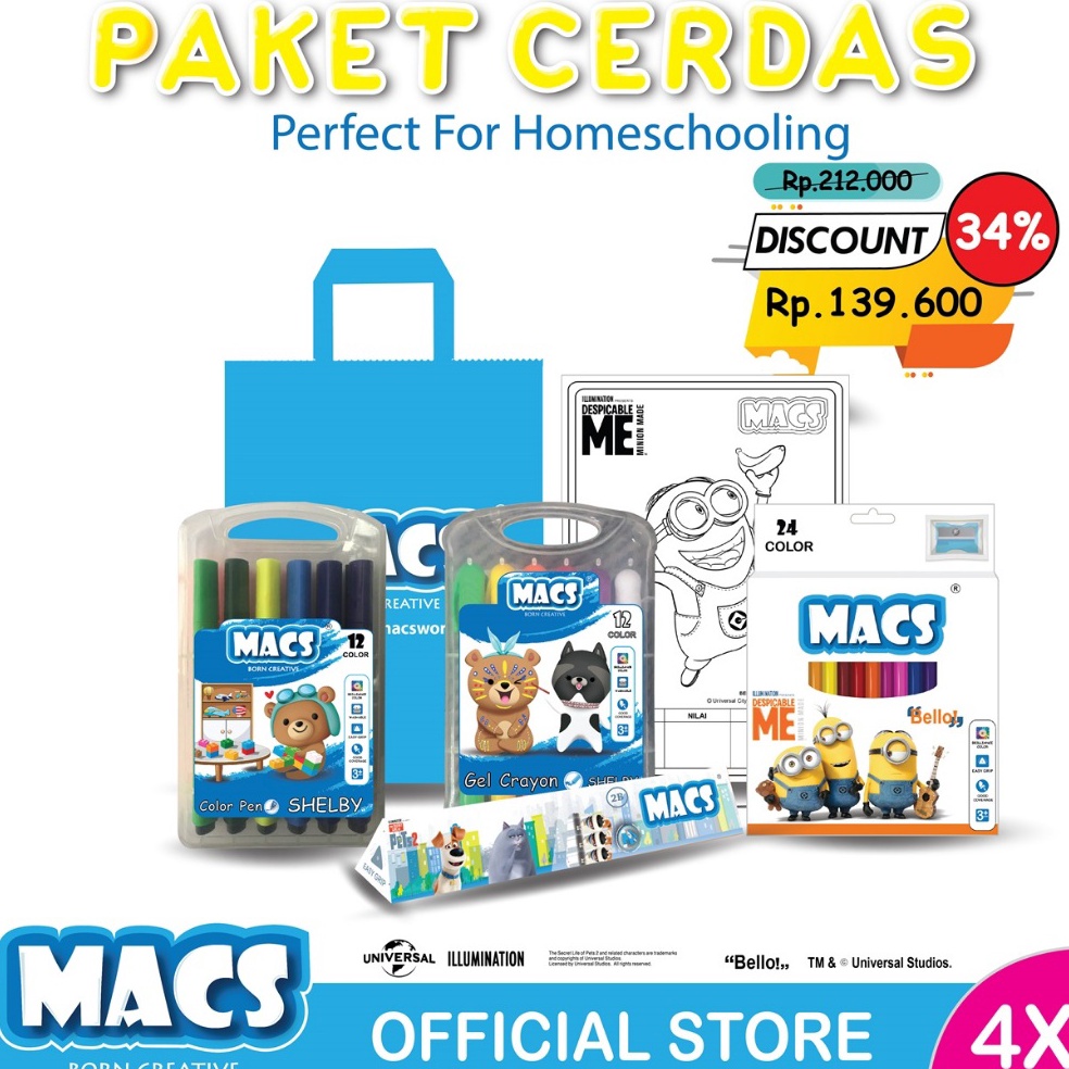 

KODE U5U Macs Paket Cerdas Mewarnai Pensil Warna Gel Crayon Color pen Set