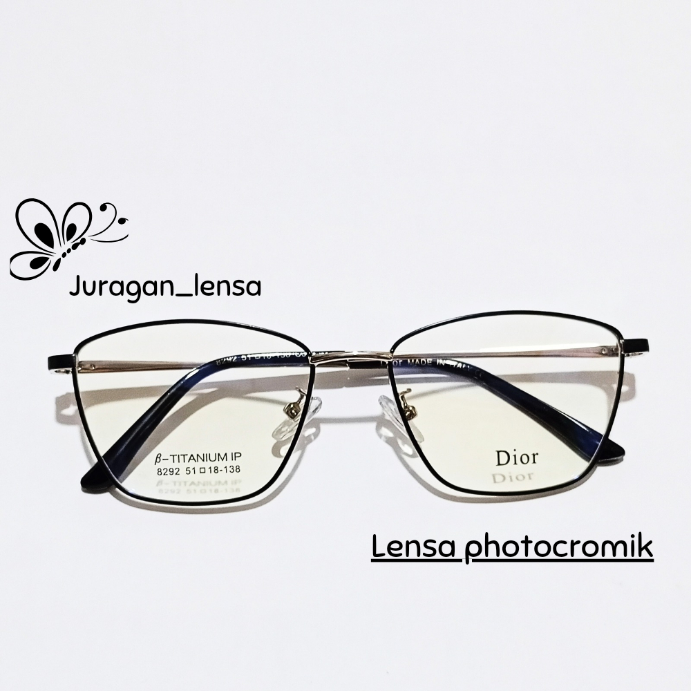 Kacamata minus titanium frame kotak kecil lensa photocromic minus