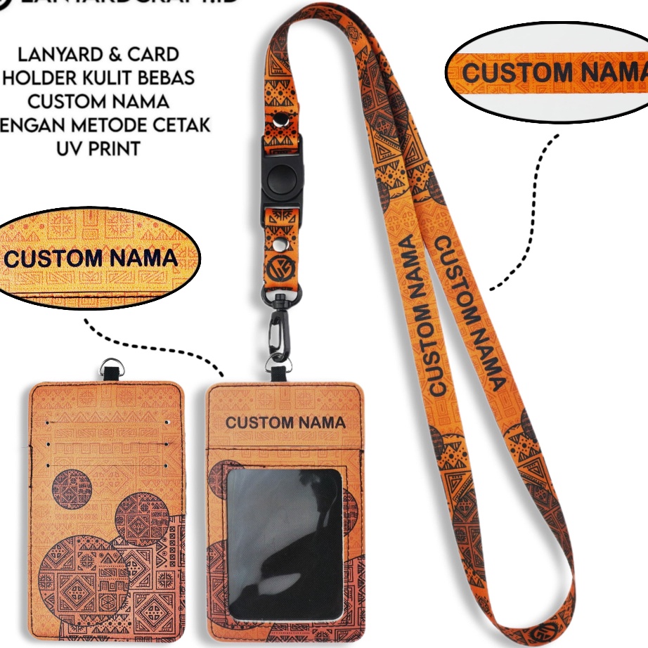 

KP8 V2 Id Card Holder Leather Custom Custom Nama Tribal Series Gantungan Tali Holder Id Card Kulit UV Print
