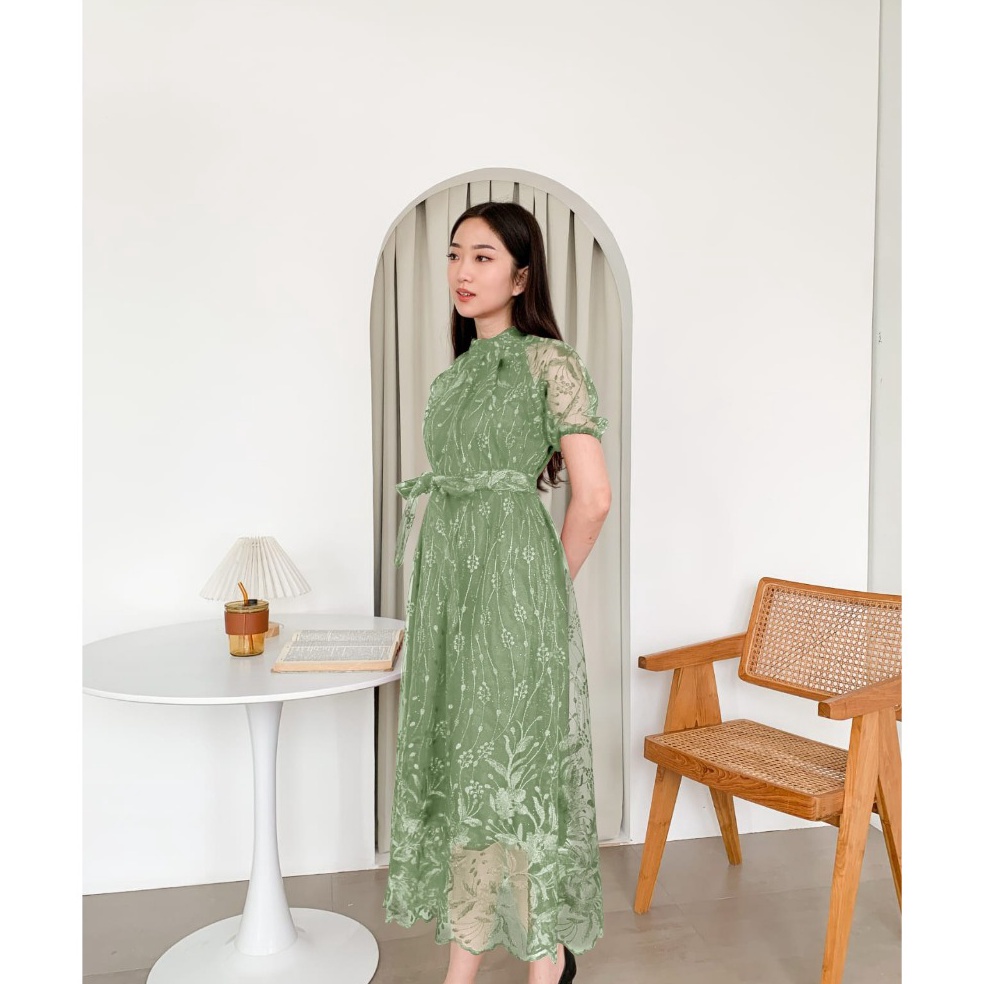 Bagus Banget ANNABELLE M L XL Dress Pesta Kondangan Natal Brokat Tile Simple Elegan Gaya Korea Dress