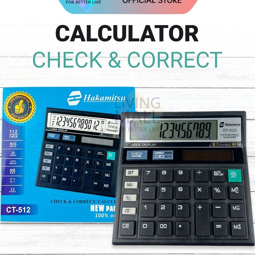 

Super Hakamitsu Kalkulator CT512 12 Dit Calculator Check Correct Dual 2 Power