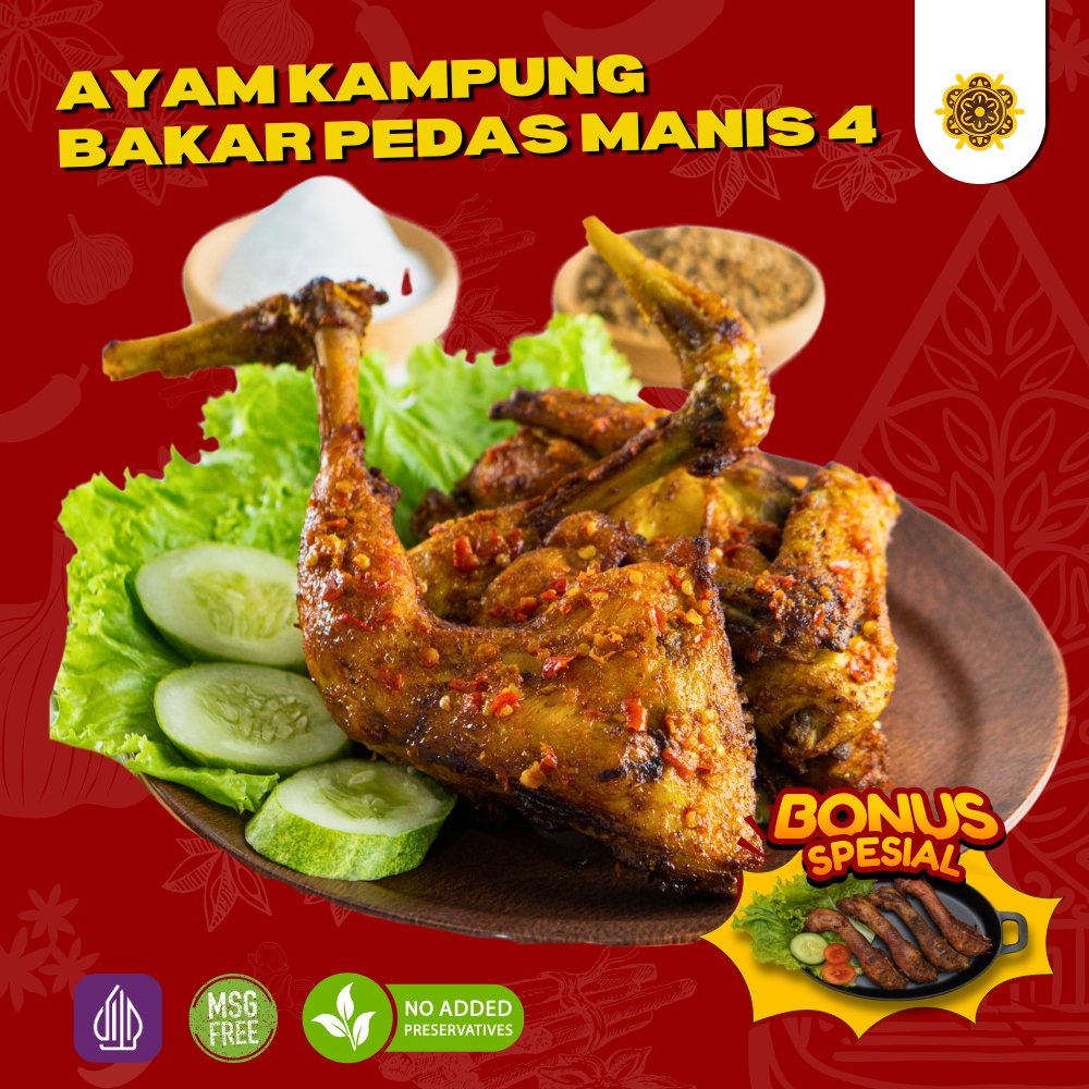 

Mama Angke Ayam Kampung Ungkep Bakar Pedas Manis Isi 4 Homemade Non MSG Non Pengawet Frozen Food