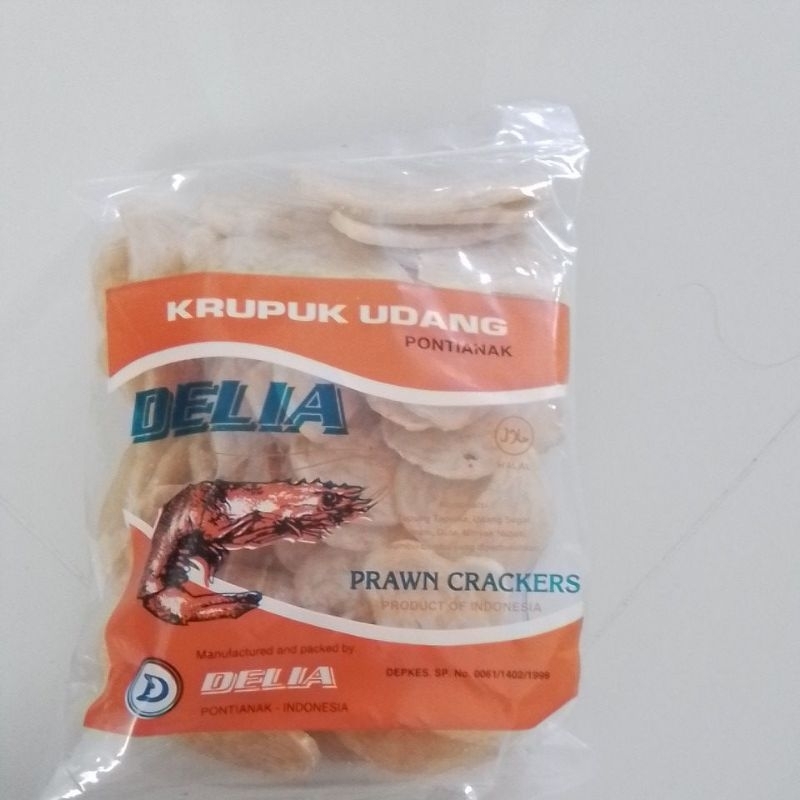 

Kerupuk udang merk Delia 1 bungkus 350 gram