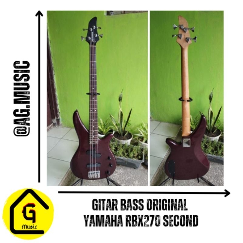 GITAR BASS ELEKTRIK ORIGINAL YAMAHA RBX270 SECOND MERAH MAROON